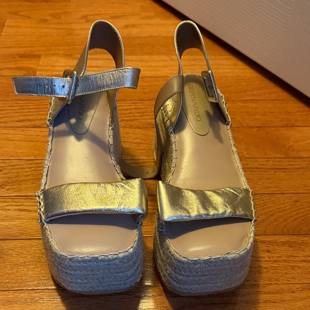 Bernardo Metallic Gold Espadrille Platform Sandals